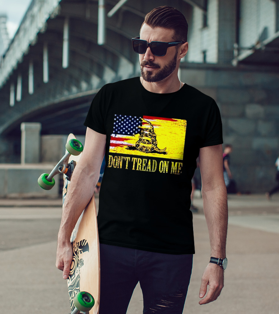 American Flag And Gadsden Snake Don't Tread On Me T-Shirt