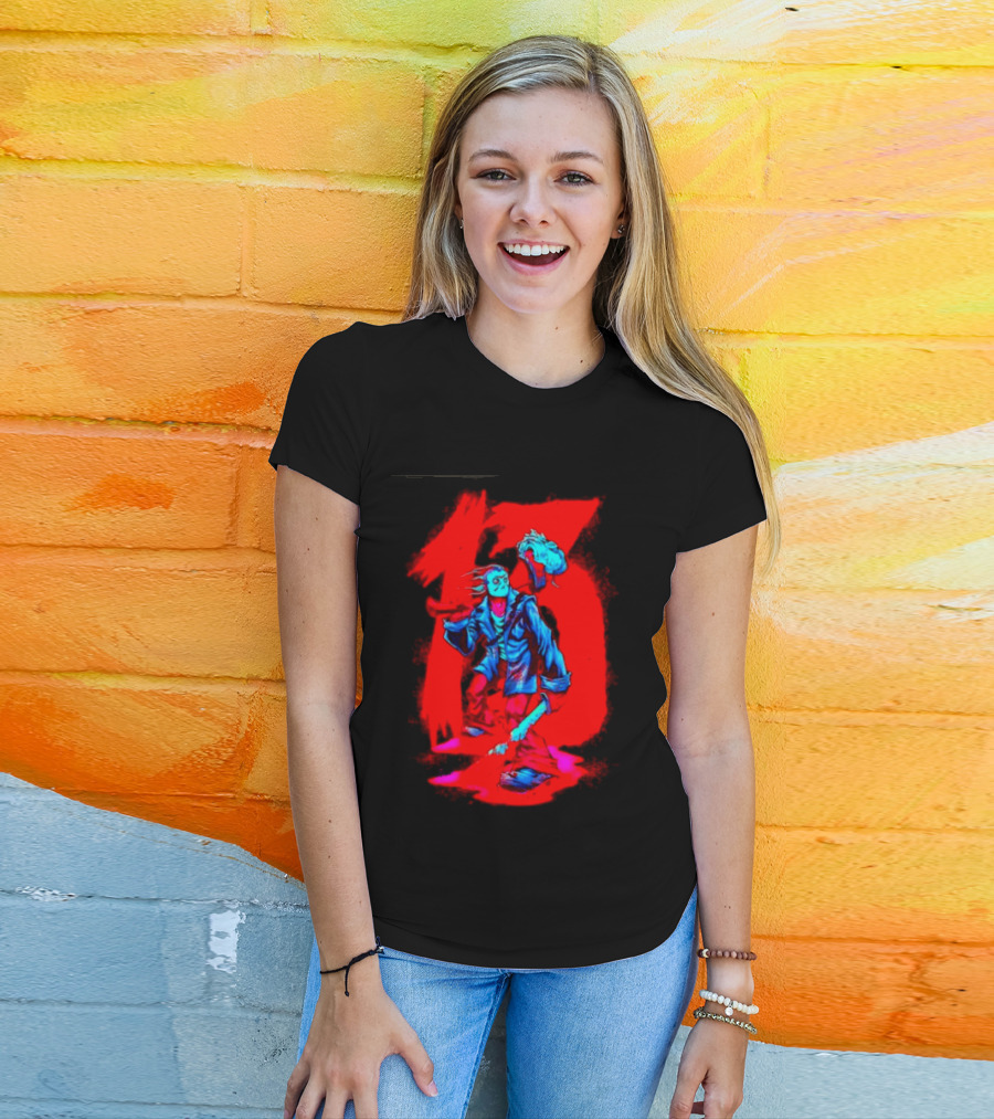 Jason Voorhees Friday The 13th Horror Movie Halloween Scary Mask Red T-Shirt