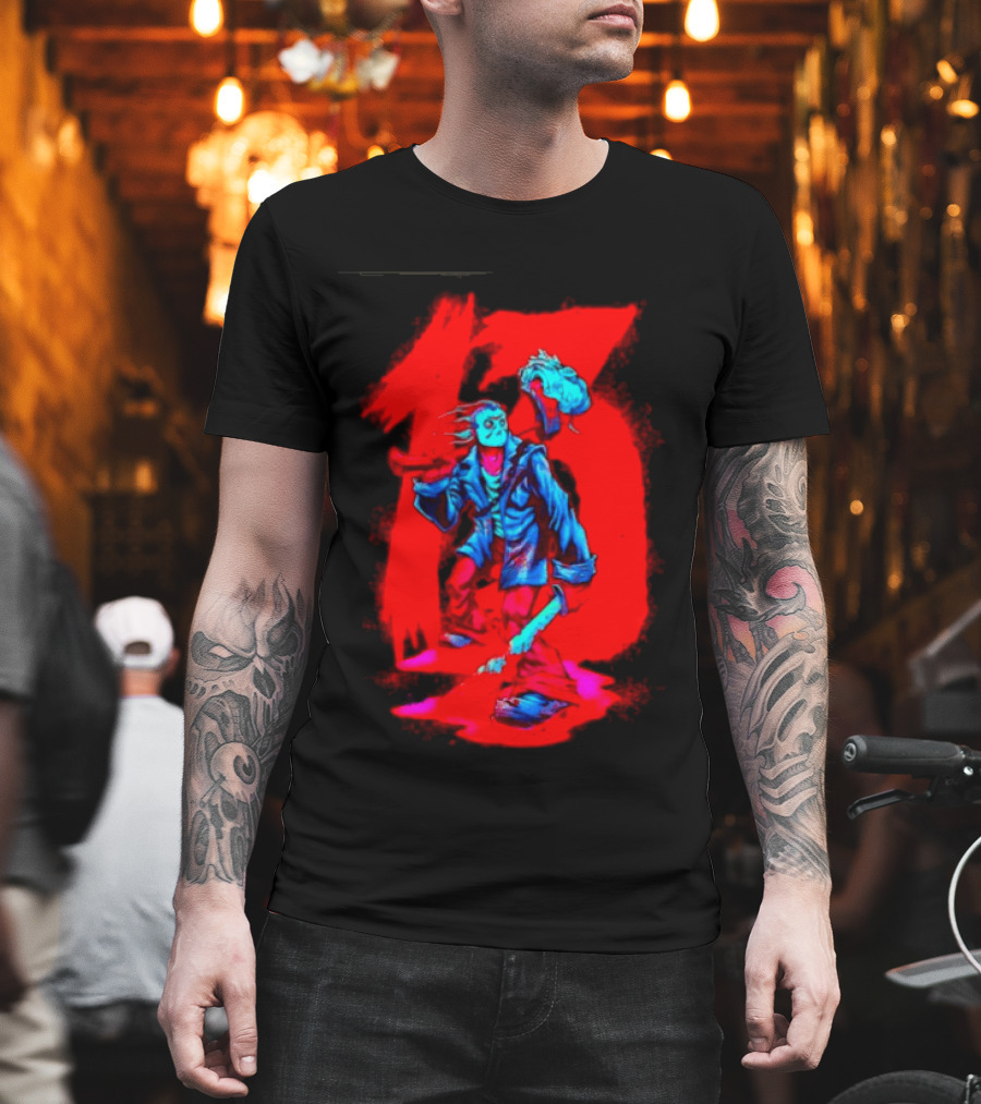 Jason Voorhees Friday The 13th Horror Movie Halloween Scary Mask Red T-Shirt
