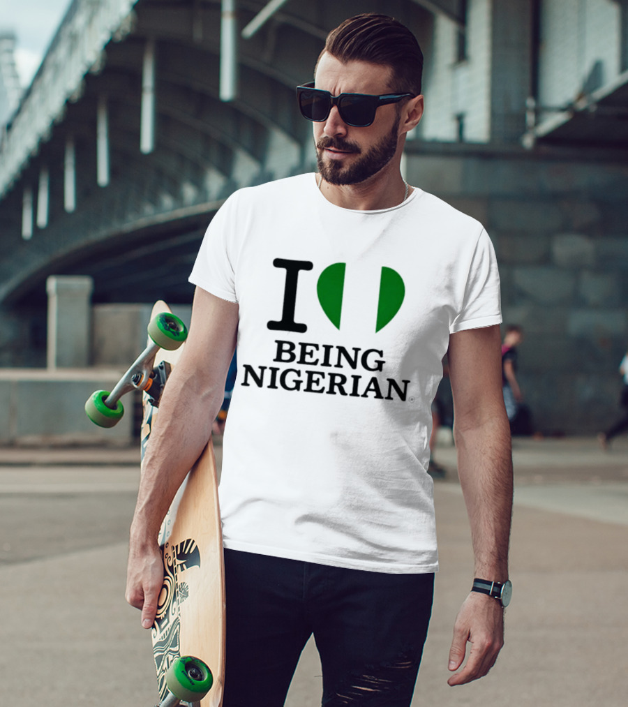 Love Being Nigerian Flag Heart T-Shirt