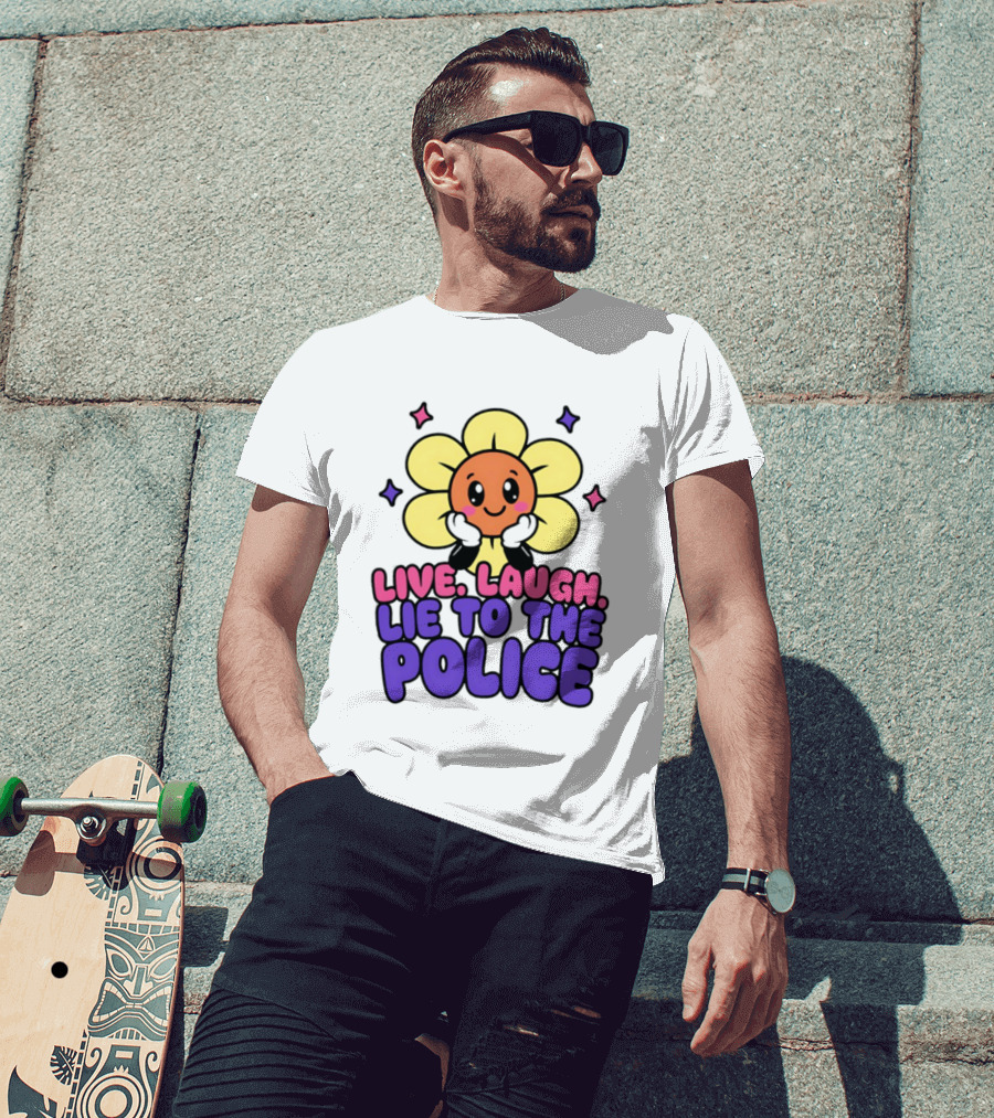 Live Laugh Lie To The Police Cute Cartoon Flower Stars T-Shirt
