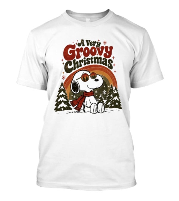 Snoopy A Very Groovy Christmas Retro Holiday Peanuts T-Shirt