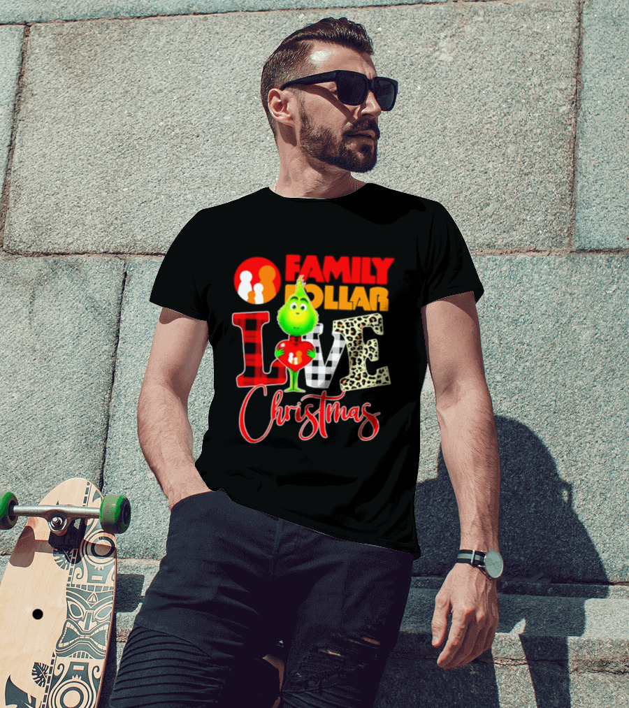 Family Dollar Grinch Love Christmas 2026 Cartoon T-Shirt