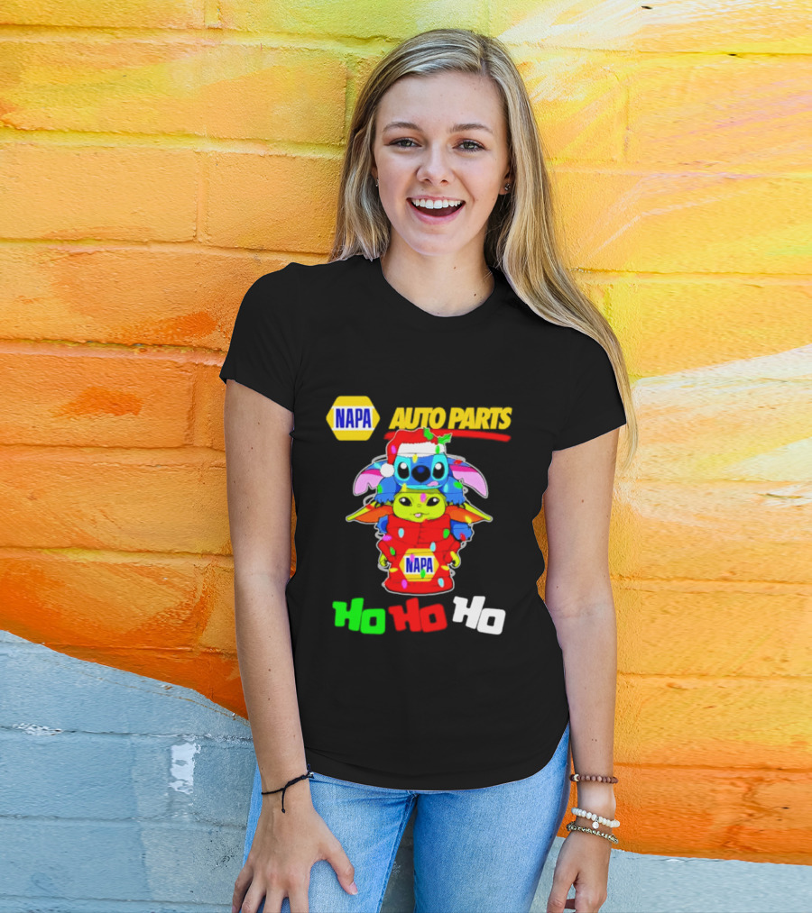 NAPA Auto Parts Baby Yoda Stitch Christmas 2026 Ho Ho Ho T-Shirt