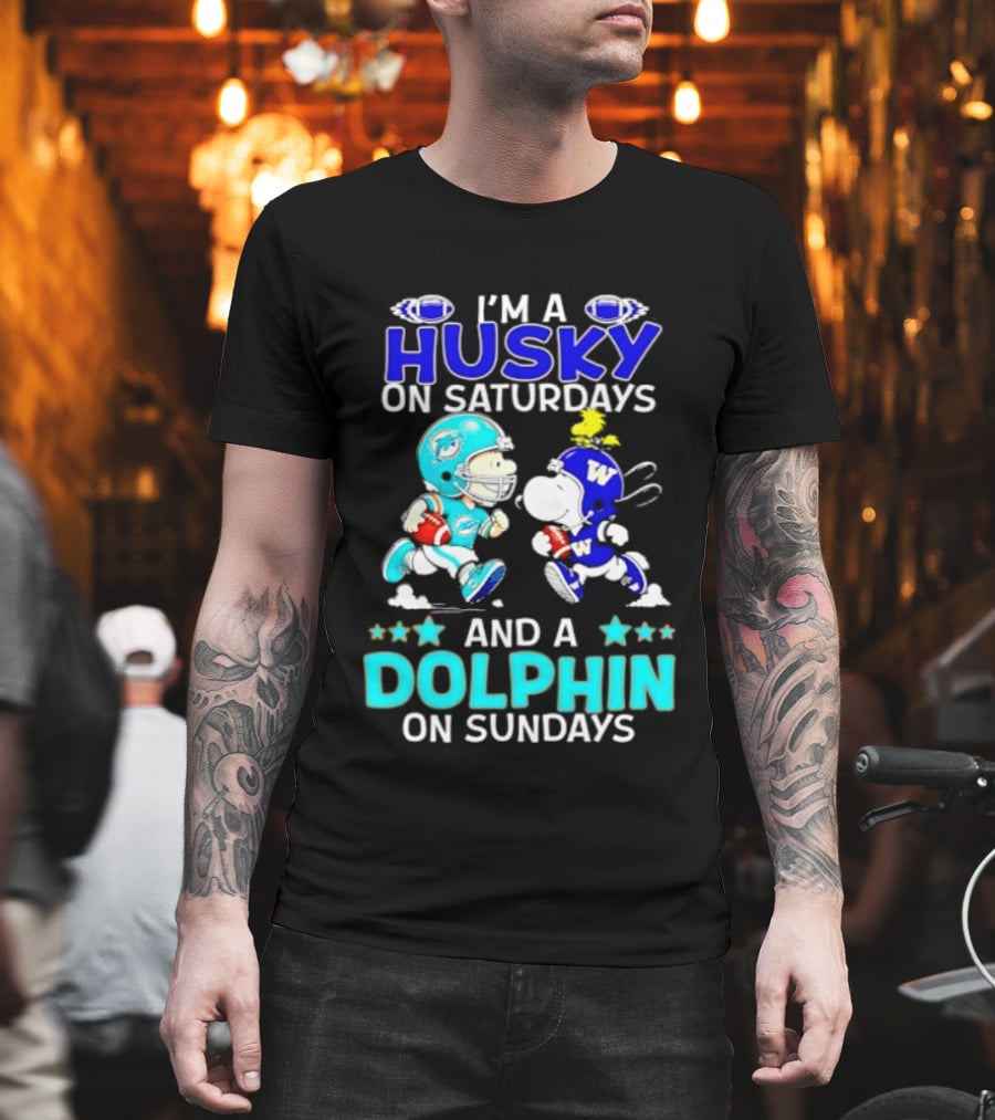 I'm A Husky On Saturdays And A Dolphin On Sundays Peanuts Characters Football T-Shirt
