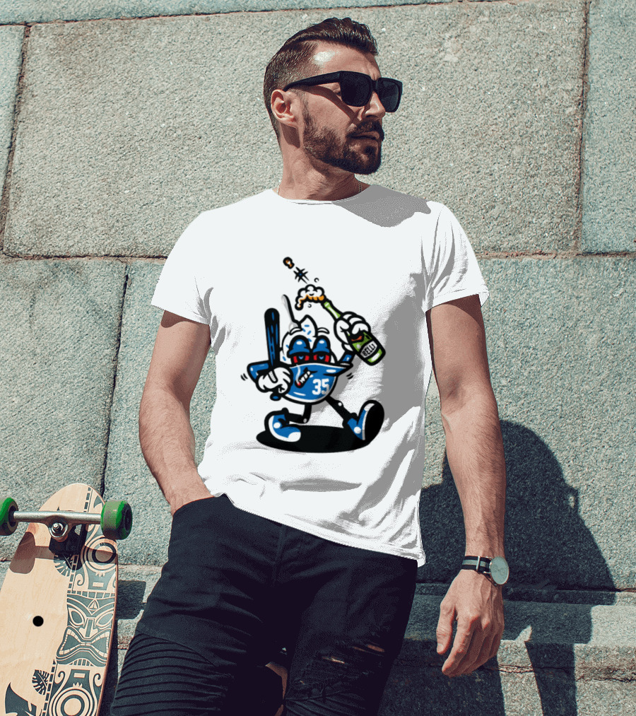 Cody Bellinger 35 Belli Champagne Celebration Baseball Cartoon T-Shirt