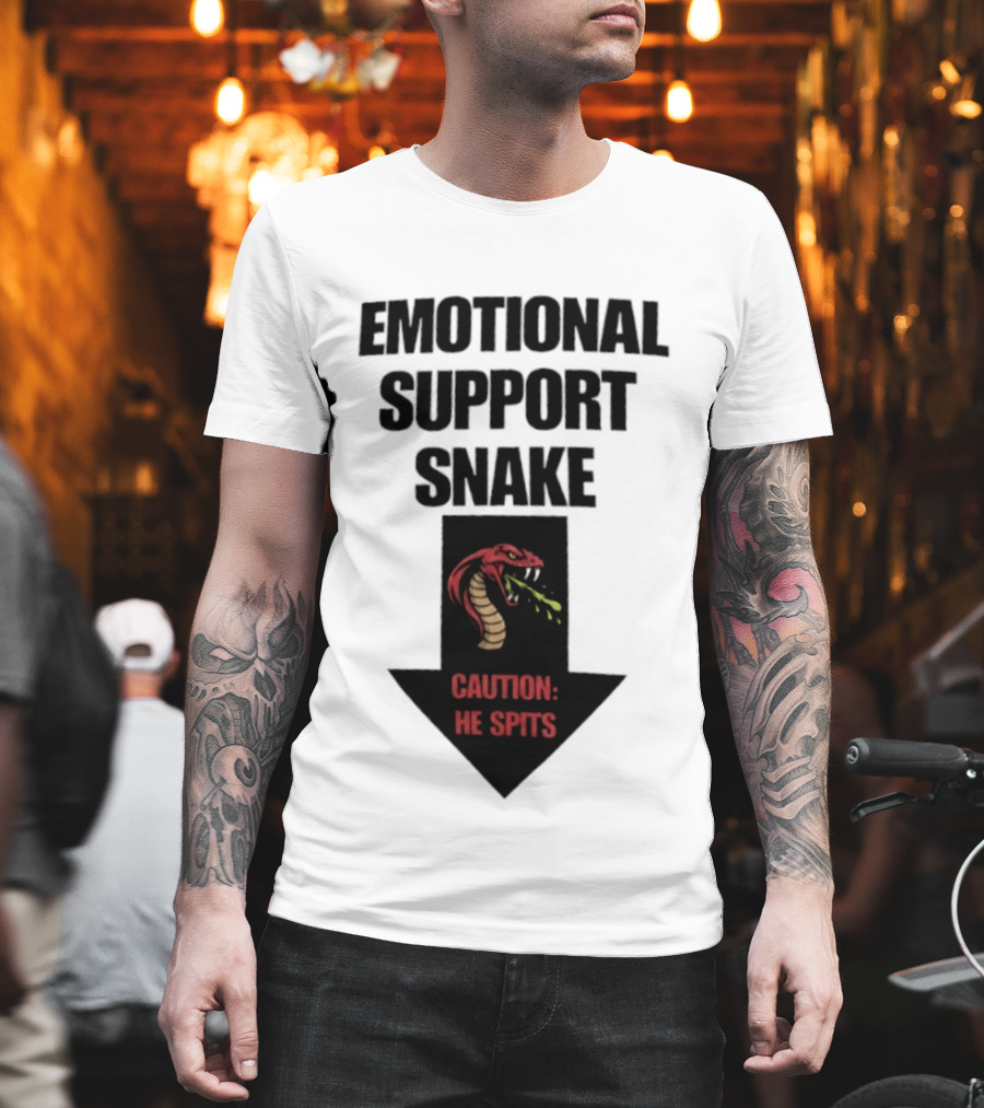 Emotional Support Snake Caution He Spits Arrow T-Shirt