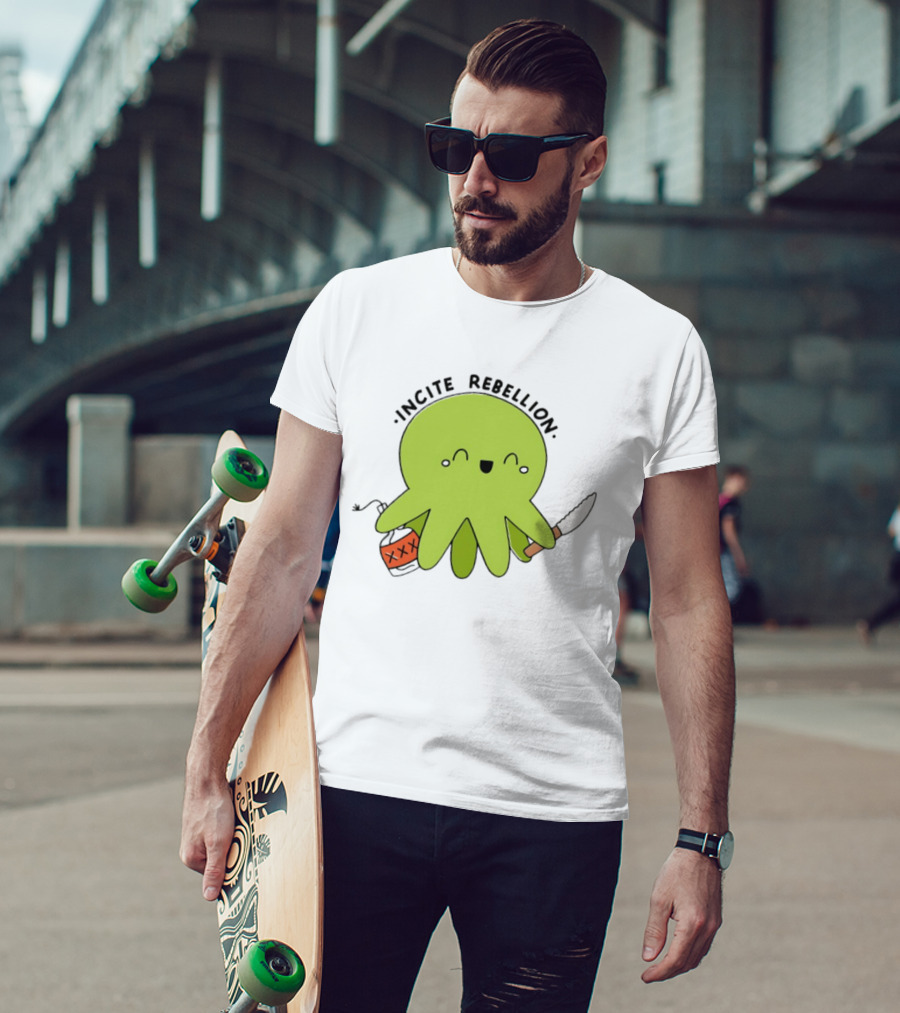 Incite Rebellion Octopus Knife Molotov Cocktail T-Shirt