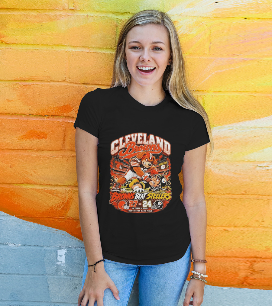 Cleveland Browns Beat Steelers 27 24 October 1 2026 Huntington Bank Field T-Shirt