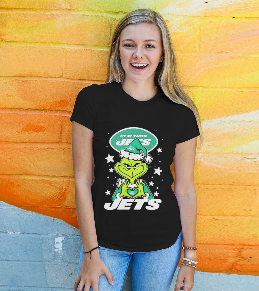 New York Jets Grinch Christmas 2026 Football Love Hands T-Shirt