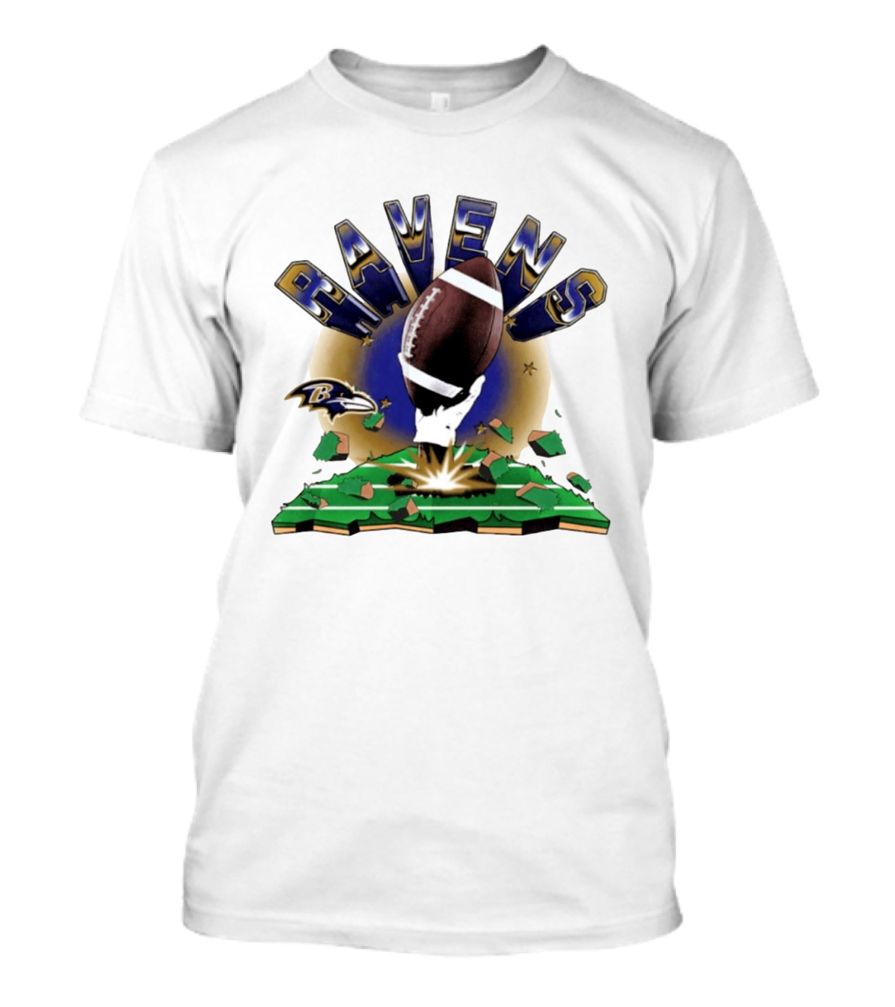 Ravens 2026 Explode Clubhouse Logo With Football And Hand Iconic Team T-Shirt