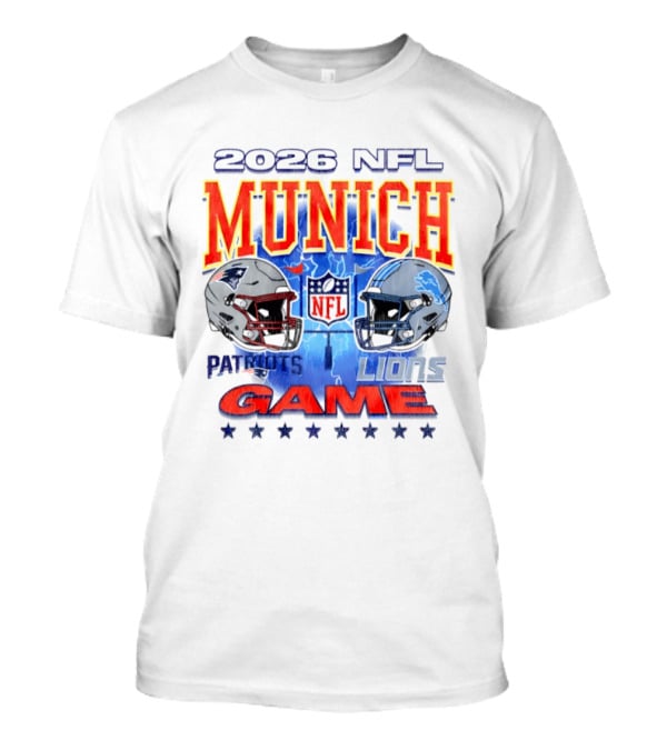 2026 NFL Munich Game New England Patriots Vs Detroit Lions Helmets T-Shirt