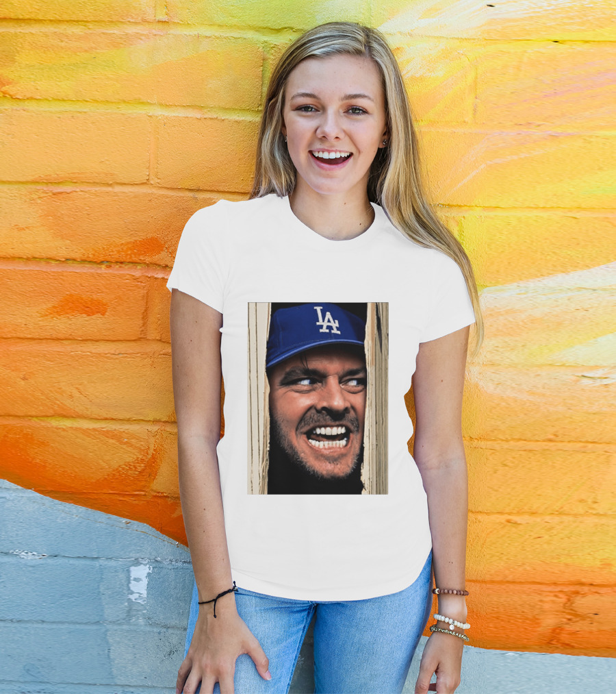 Jack Torrance LA Dodgers Hat Here's Johnny The Shining Baseball T-Shirt