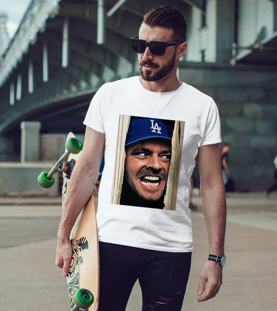 Jack Torrance LA Dodgers Hat Here's Johnny The Shining Baseball T-Shirt