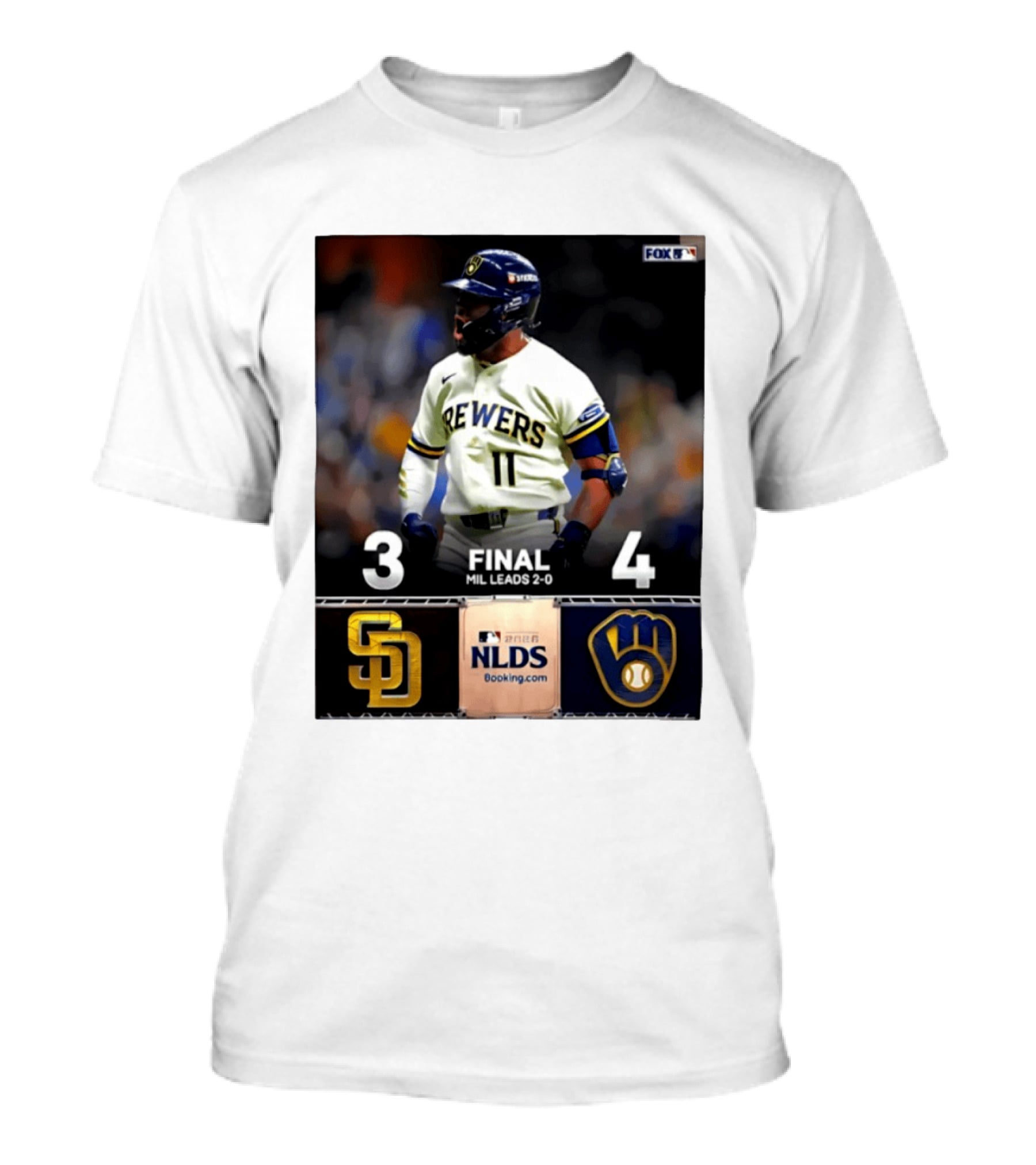 Milwaukee Brewers Vs San Diego Padres 4 3 Game 2 2026 NLDS Final Score MIL Leads 2 0 T-Shirt