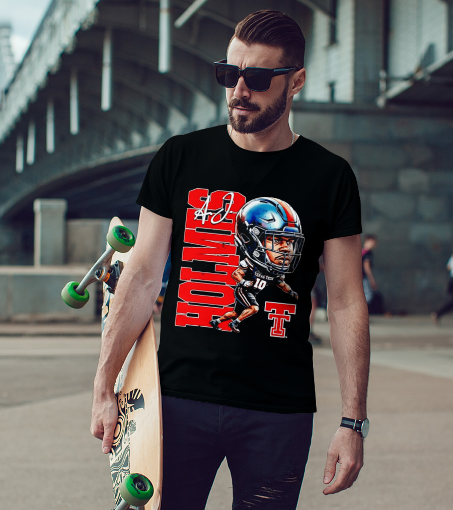 A.J. Holmes Jr Texas Tech Red Raiders Football FT NCAA Bobble Head T-Shirt