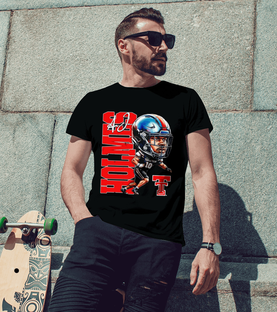 A.J. Holmes Jr Texas Tech Red Raiders Football FT NCAA Bobble Head T-Shirt