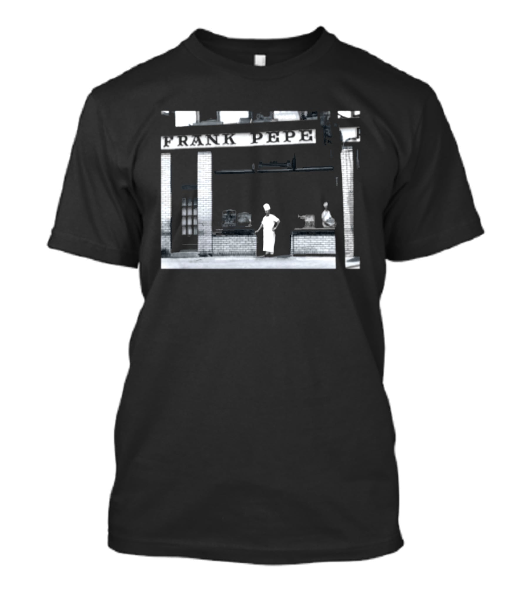 Frank Pepe Pizzeria Napoletana Storefront Scene With Visible Figures T-Shirt