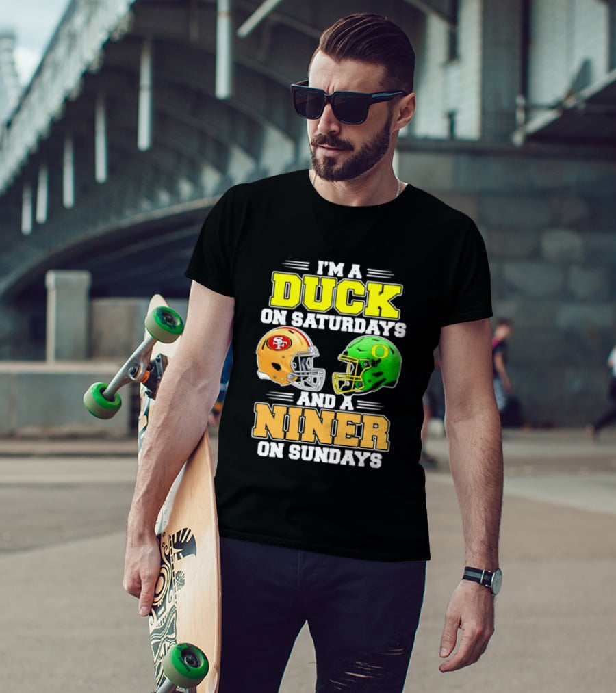 I'm A Duck On Saturdays And A Niner On Sundays Football Helmet 2026 T-Shirt