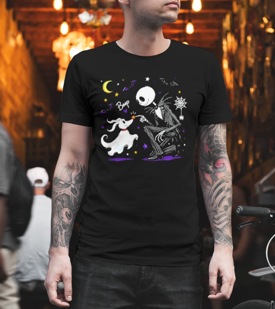 Jack Skellington Zero Dog Boop Halloween 2026 Moon Bats Stars T-Shirt