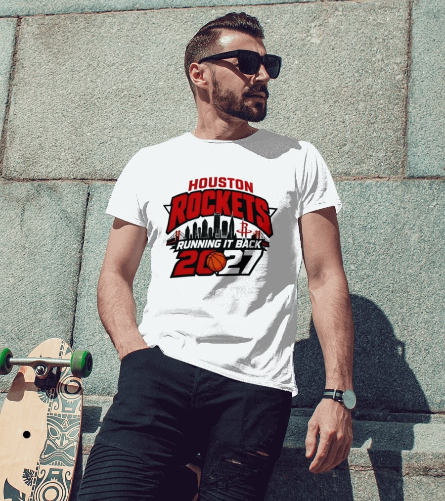Houston Rockets Running It Back 2027 NBA Skyline Basketball T-Shirt