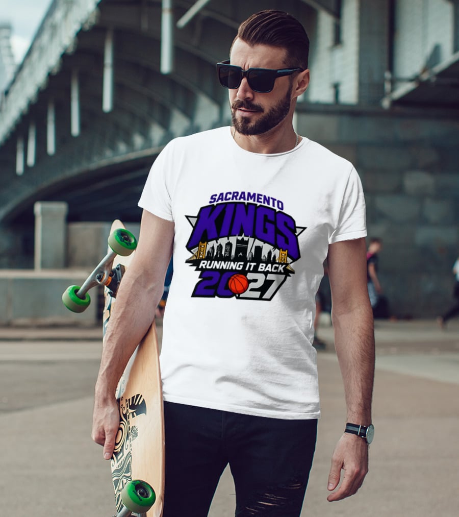 Sacramento Kings 2027 Running It Back Skyline Basketball T-Shirt
