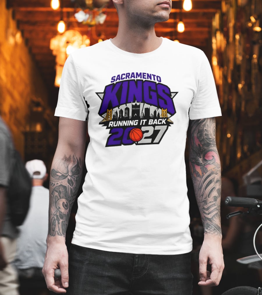 Sacramento Kings 2027 Running It Back Skyline Basketball T-Shirt