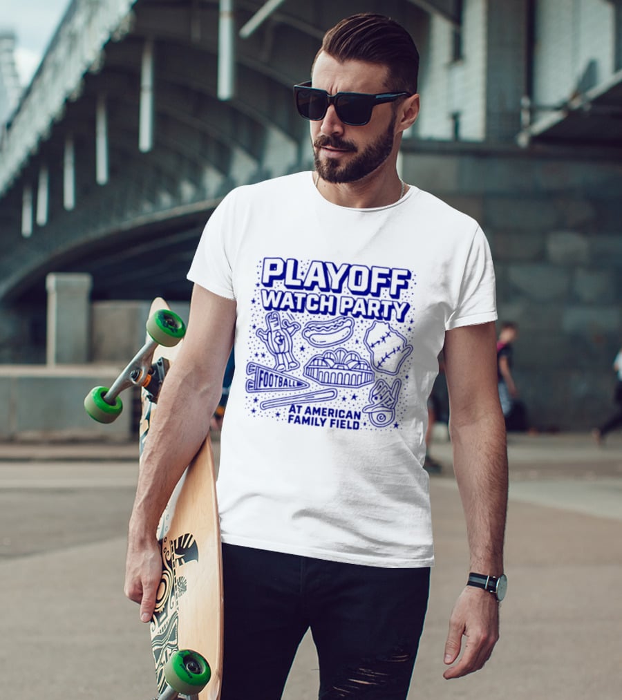 Milwaukee Brewers Playoff Party At American Family Field Baseball Hot Dog Event T-Shirt