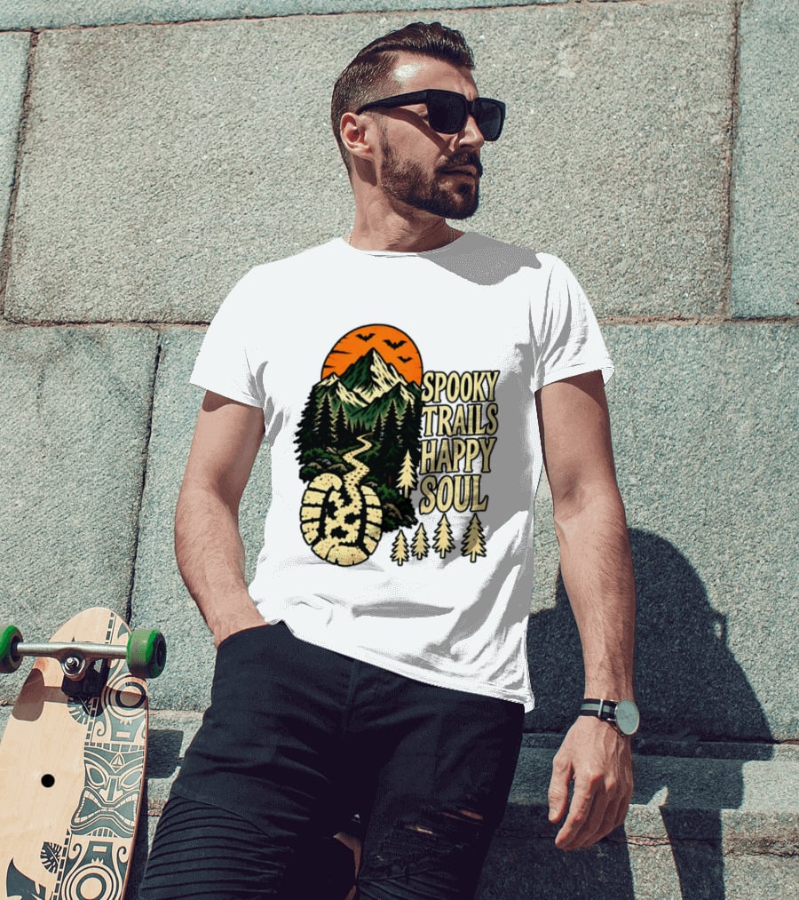 Spooky Trails Happy Soul Mountain Halloween Hiking Adventure T-Shirt