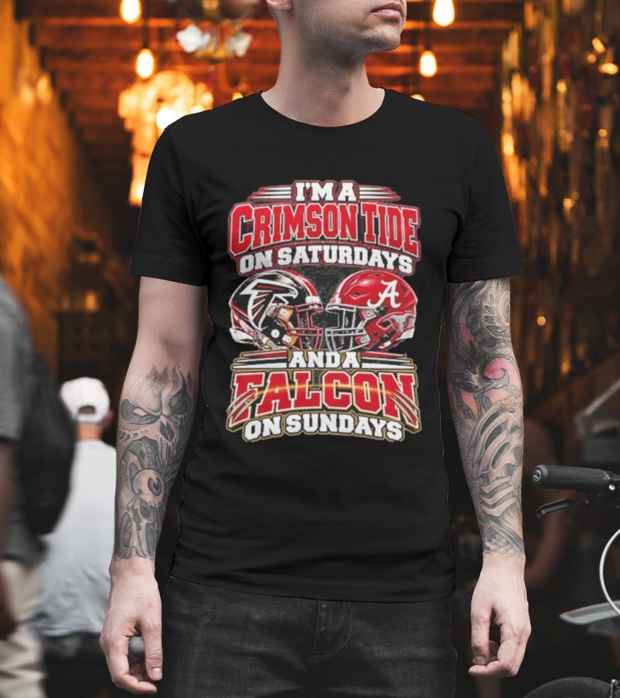 I'm A Crimson Tide On Saturdays And A Falcon On Sundays Helmet T-Shirt