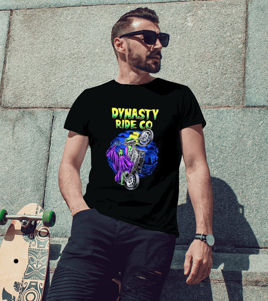 Dynasty Ride Co Ghostface 2026 Halloween Motorcycle Adventure T-Shirt