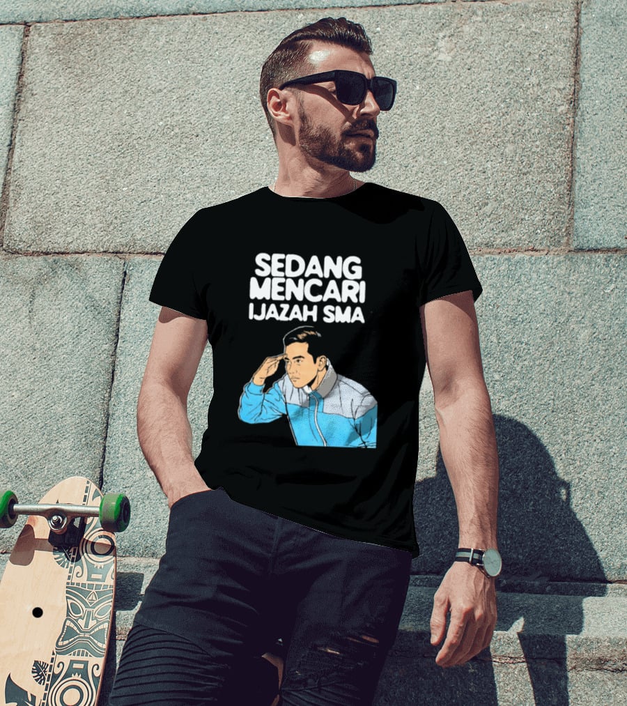 Sedang Mencari Ijazah SMA Man In Blue Jacket Visual T-Shirt