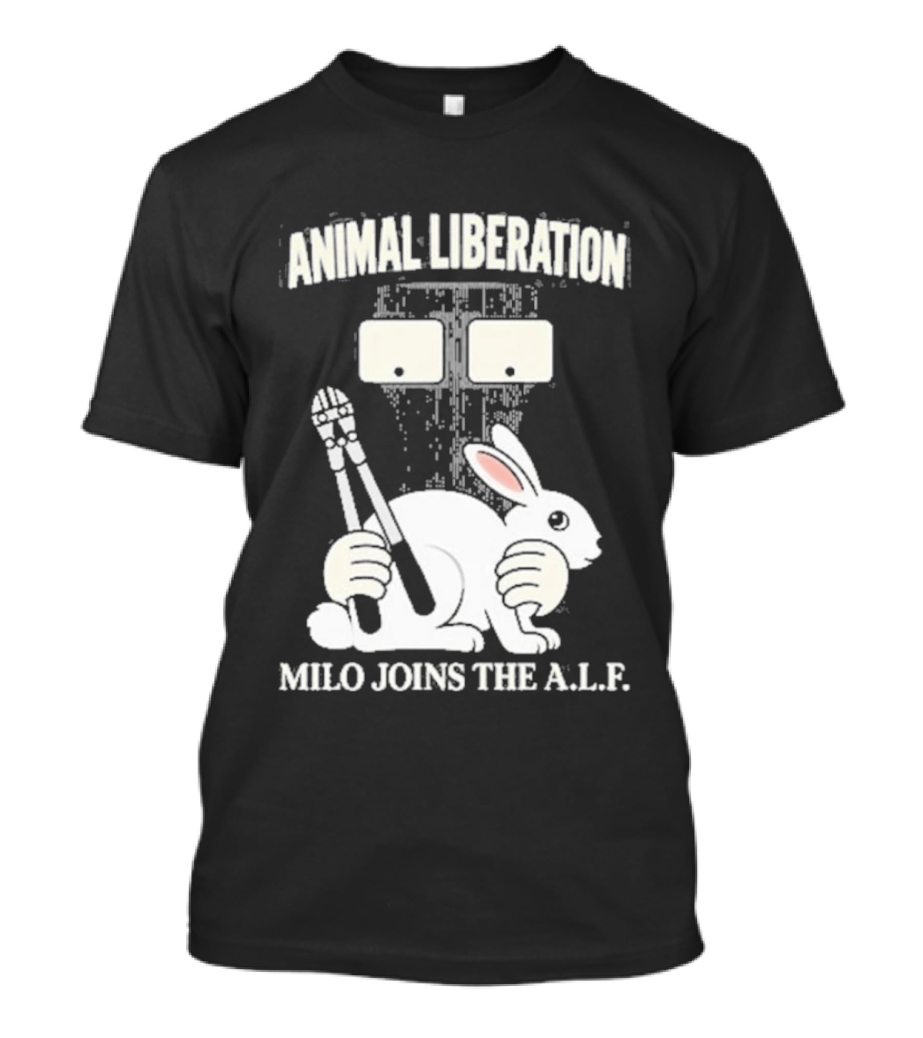 Animal Liberation Milo Joins The ALF Bunny With Pliers And Wrench T-Shirt