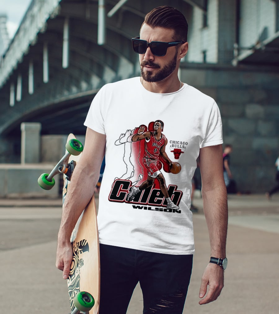 Caleb Wilson 8 Chicago Bulls Basketball Pose T-Shirt