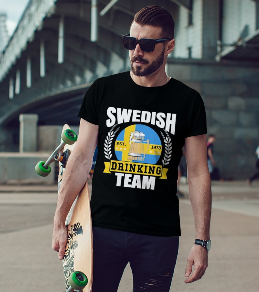 Swedish Drinking Team Sweden Flag EST 1978 Beer T-Shirt