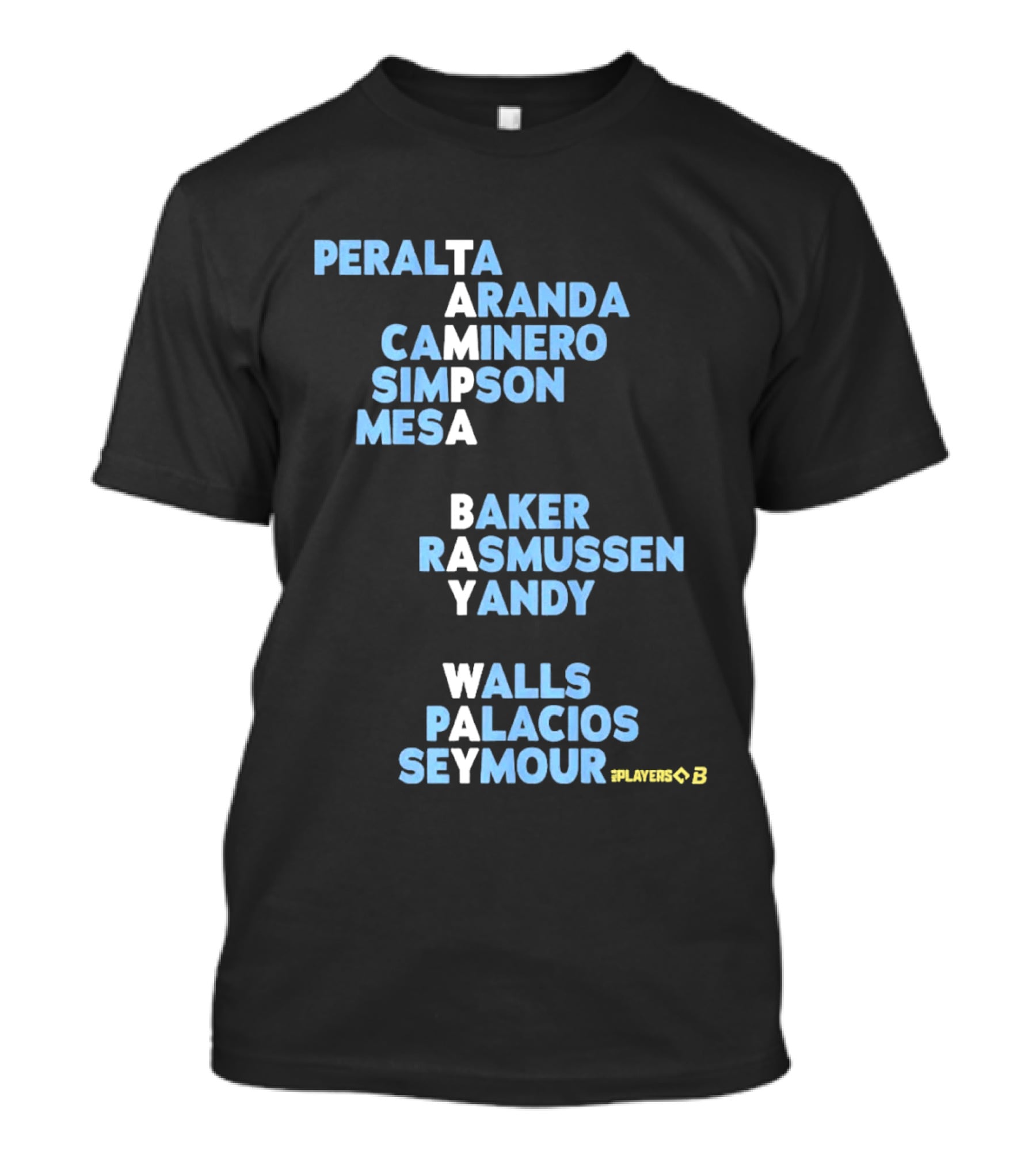 Tampa Bay Player Names Peralta Aranda Caminero Simpson Mesa Baker Rasmussen Yandy Walls Palacios Seymour T-Shirt