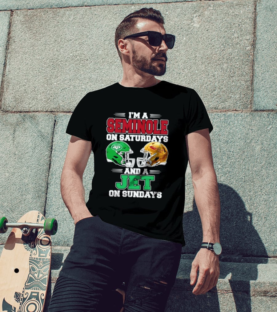 I'm A Seminole On Saturdays And A Jet On Sundays Football Helmets T-Shirt