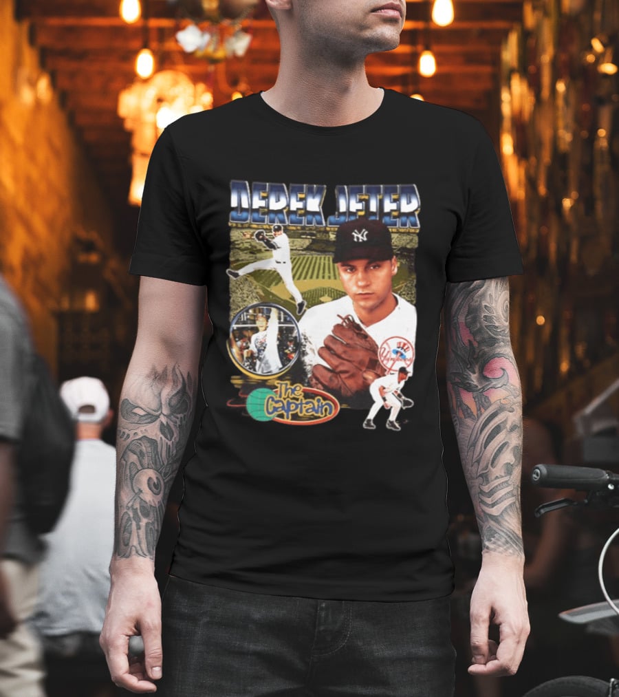 Derek Jeter New York Yankees The Captain MLB Player Tribute Two Sided T-Shirt