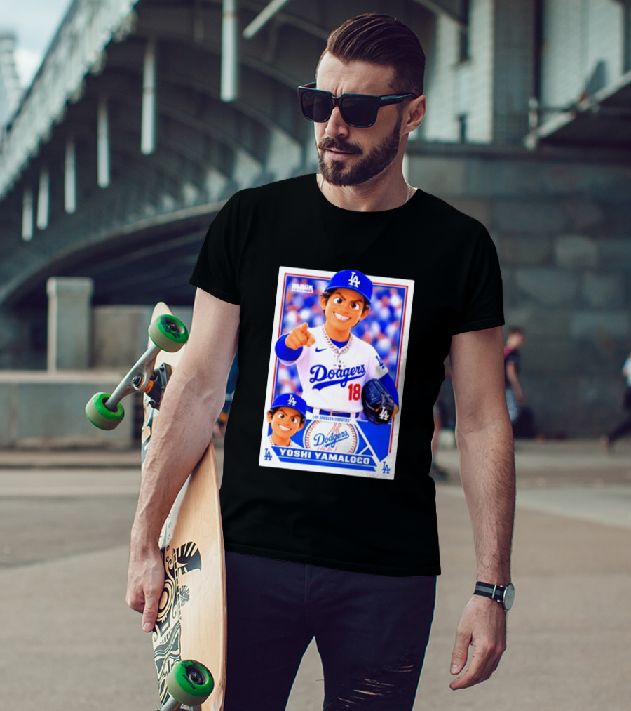 Block Legendz Yoshi Yamaloco Los Angeles Dodgers No 18 Baseball Card T-Shirt