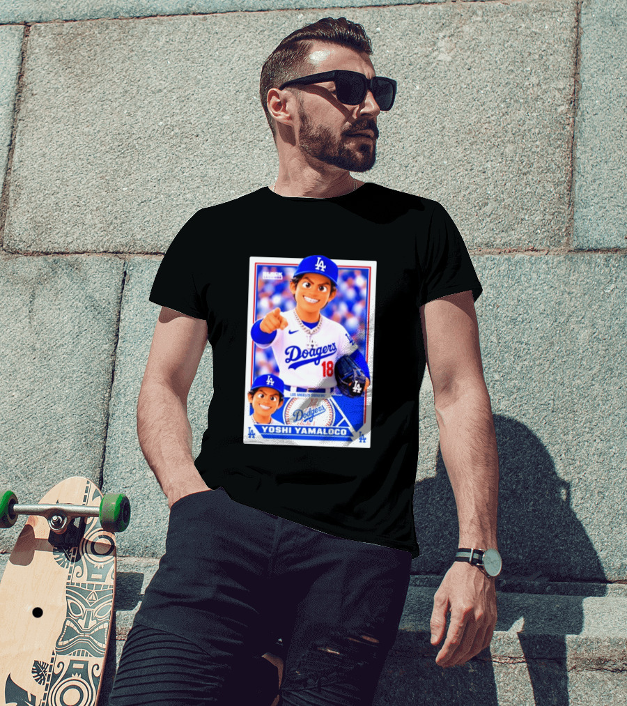 Block Legendz Yoshi Yamaloco Los Angeles Dodgers No 18 Baseball Card T-Shirt