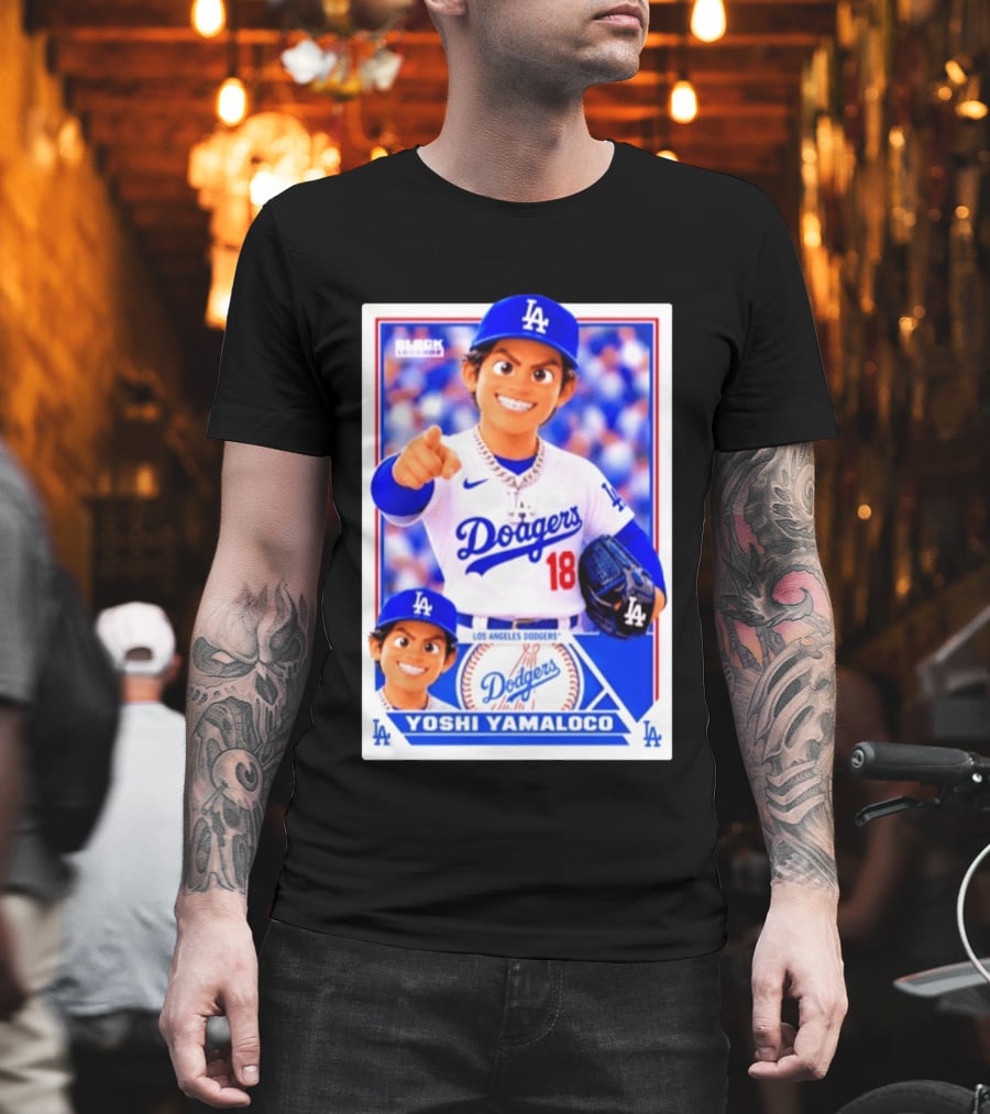 Block Legendz Yoshi Yamaloco Los Angeles Dodgers No 18 Baseball Card T-Shirt