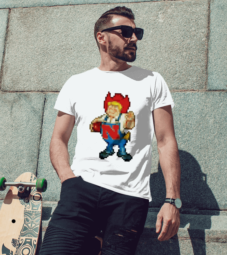 Herbie Husker Nebraska Cornhuskers Pixelated Character With Football T-Shirt