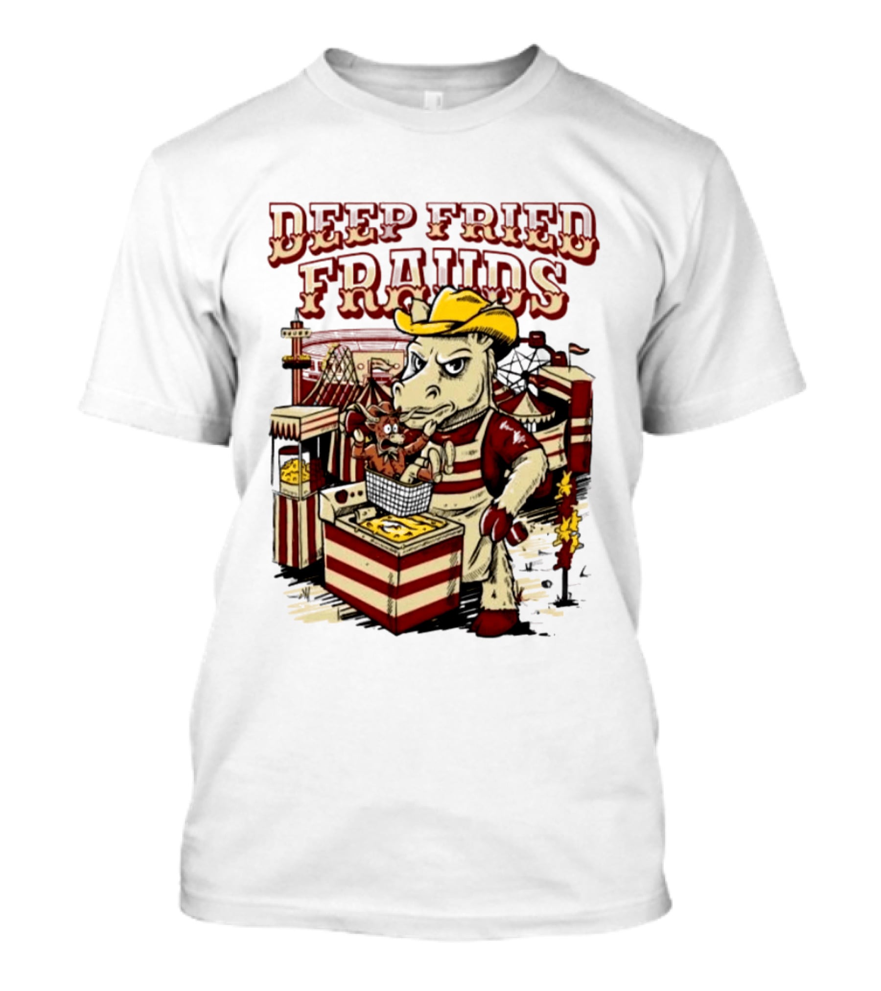 Oklahoma Sooners Beat Texas Longhorns Deep Fried Frauds Football 2026 Cow Mascot Cooking Satire T-Shirt