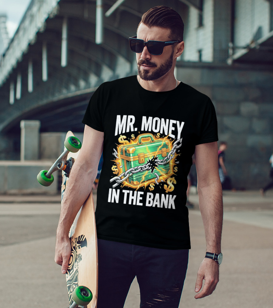 2026 Mr. Money In The Bank Winner Briefcase Chains And Dollar Signs Explosion T-Shirt