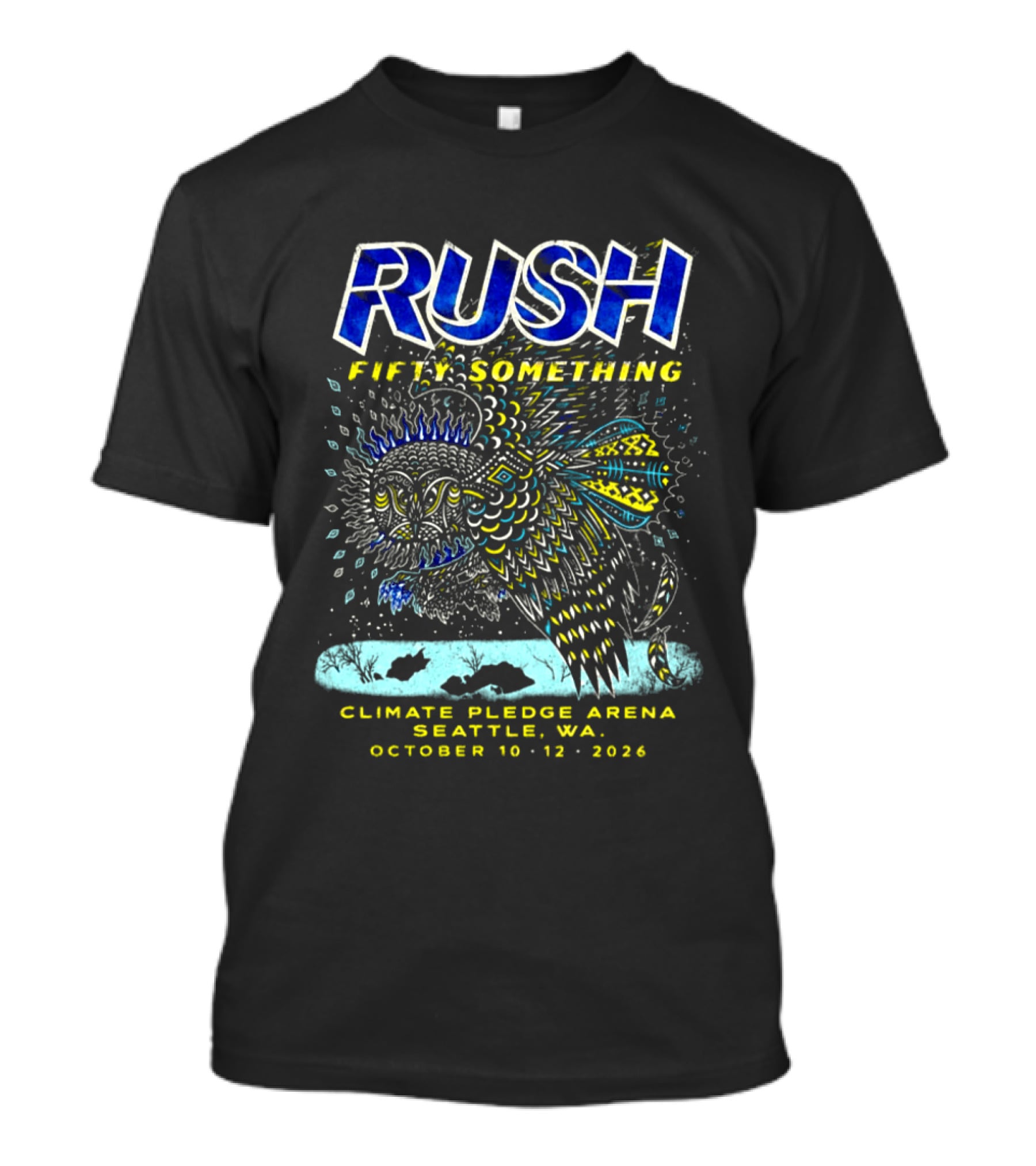 Rush Fifty Something Live At Climate Pledge Arena Seattle WA October 10 12 2026 Owl T-Shirt