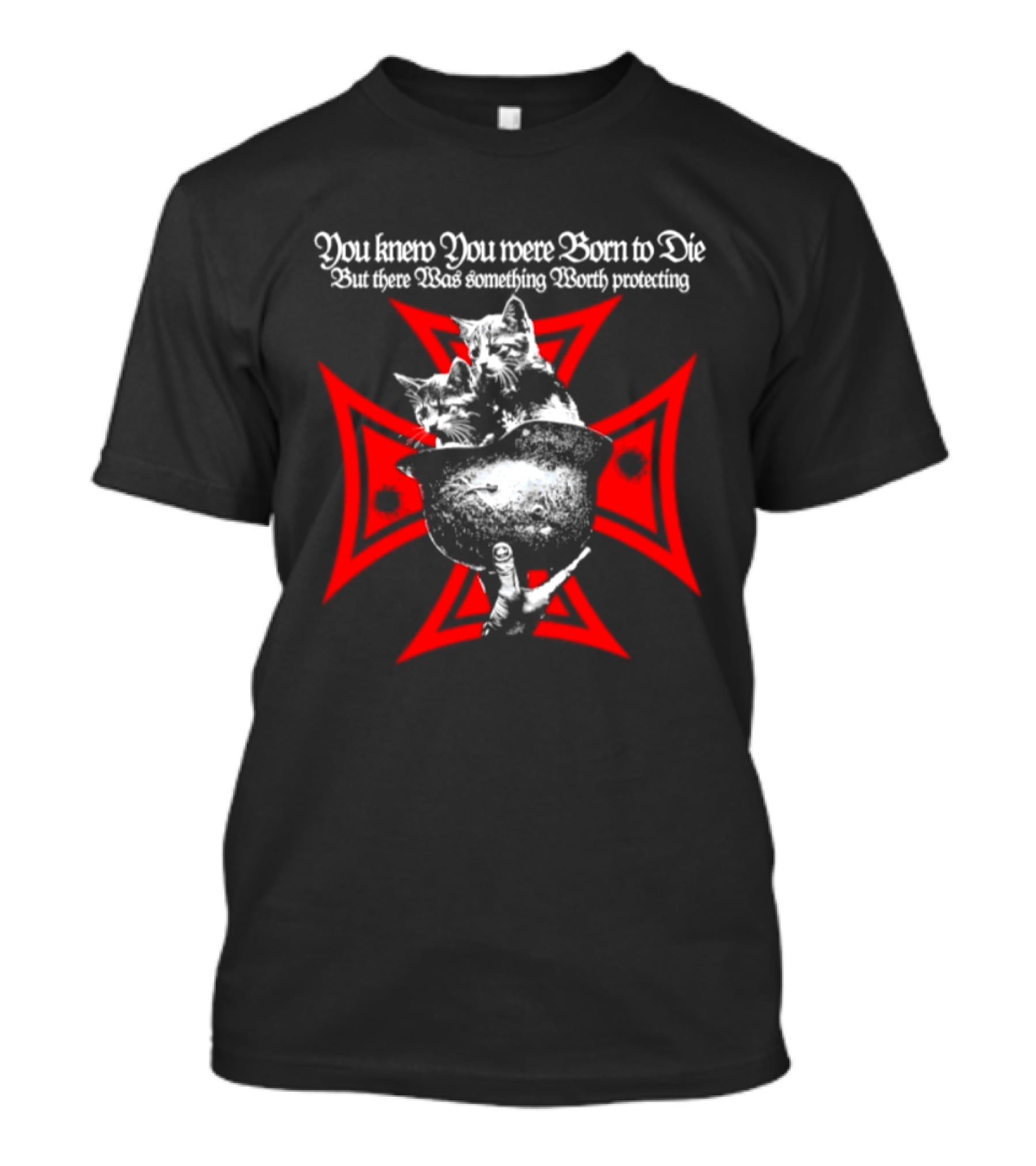 You Knew You Were Born To Die Cats Protecting Cross T-Shirt