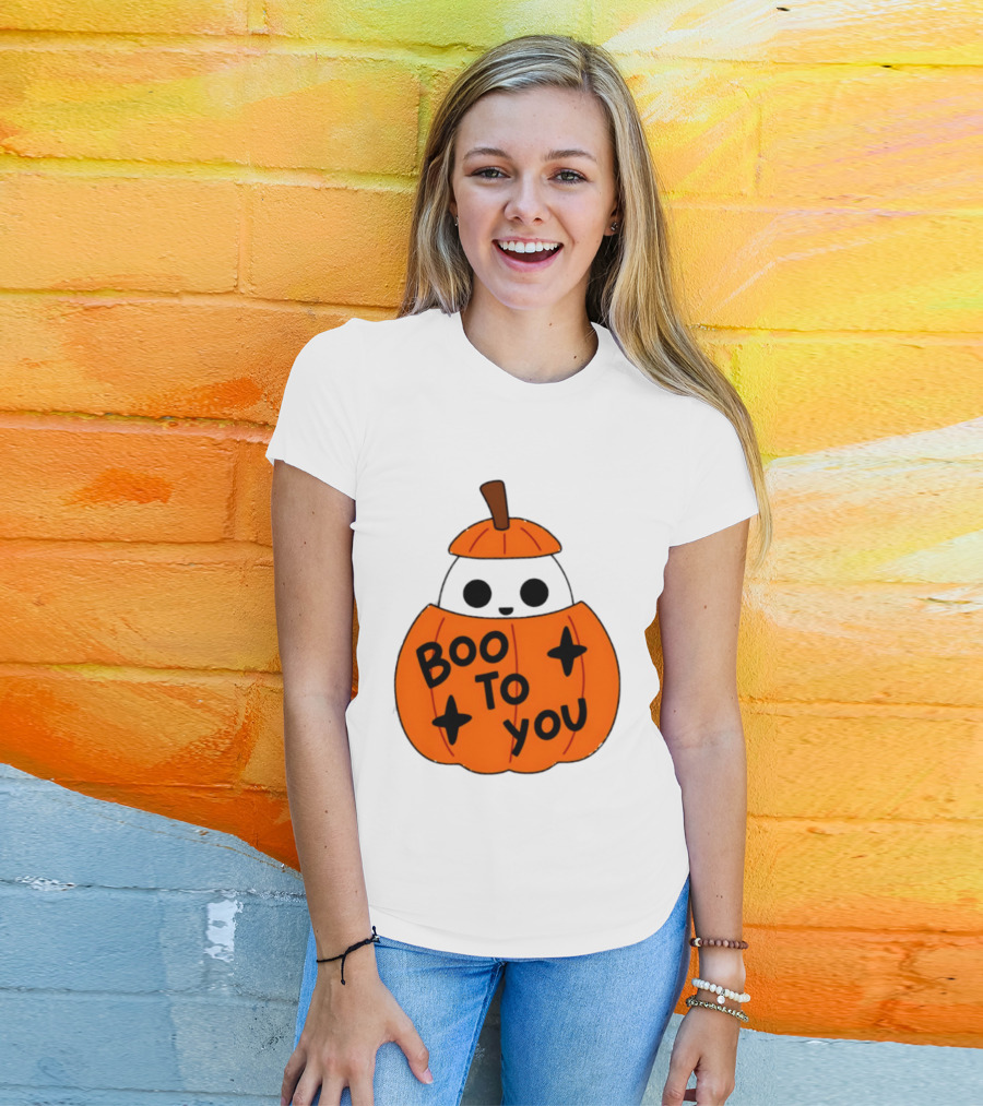 Boo To You 2026 Halloween Ghost In Pumpkin T-Shirt