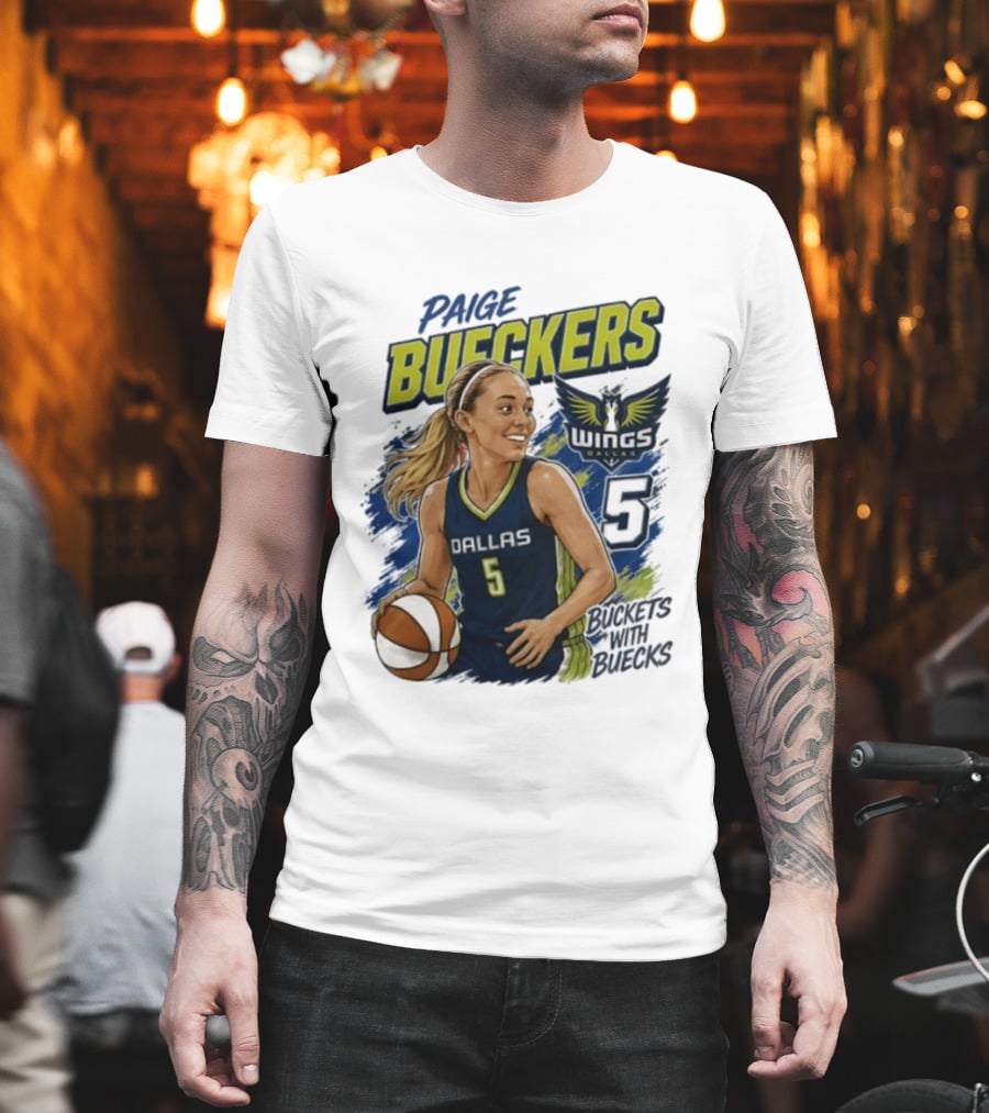 Paige Bueckers Dallas Wings 5 Buckets With Buecks WNBA Basketball T-Shirt