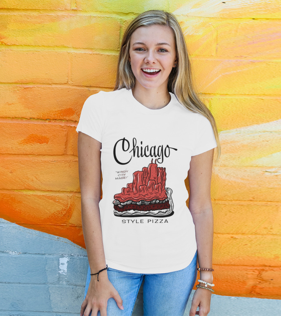 Chicago Windy City Made Deep Dish Style Pizza T-Shirt