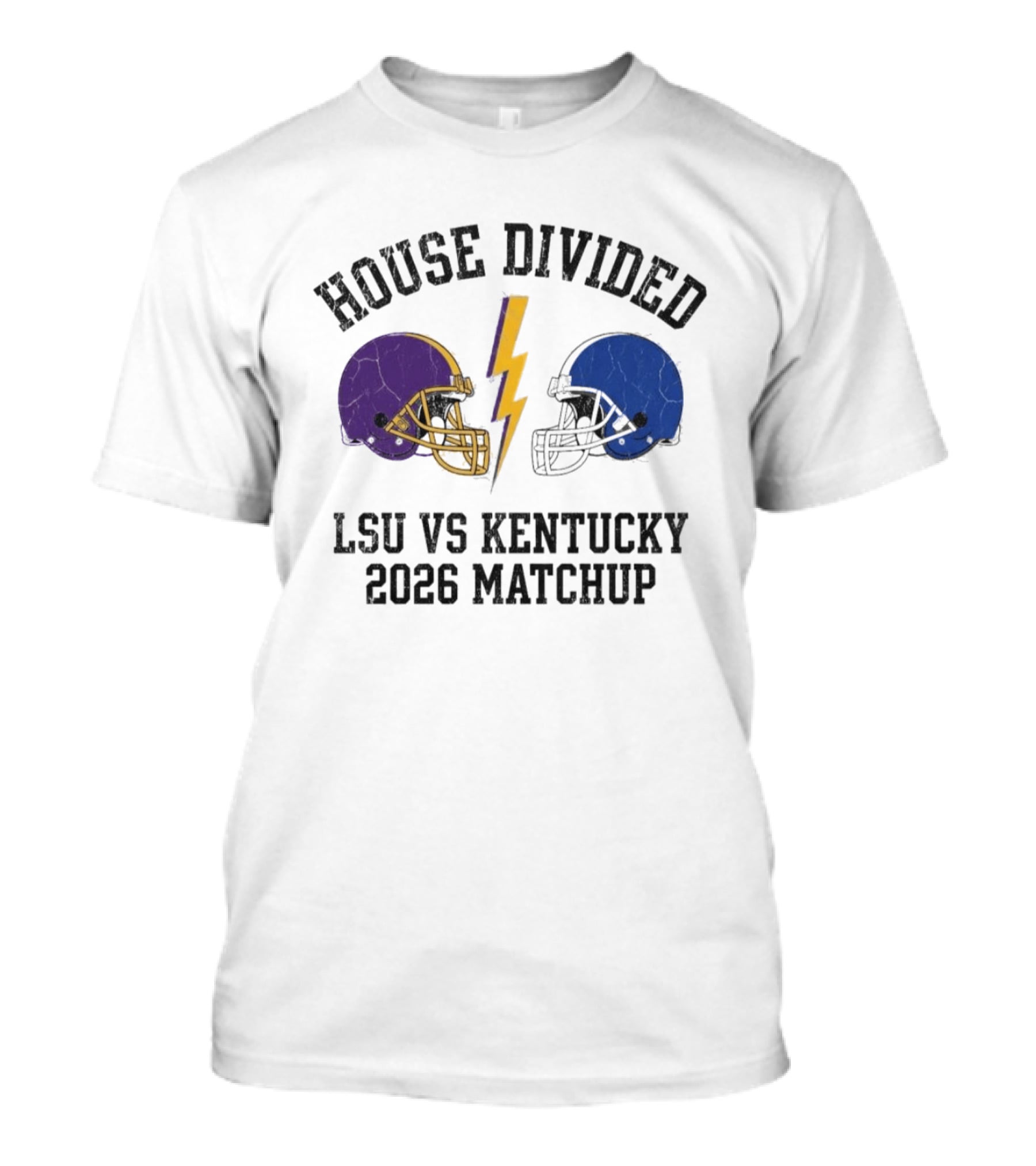 House Divided LSU Vs Kentucky 2026 Matchup Helmets And Lightning Bolt T-Shirt